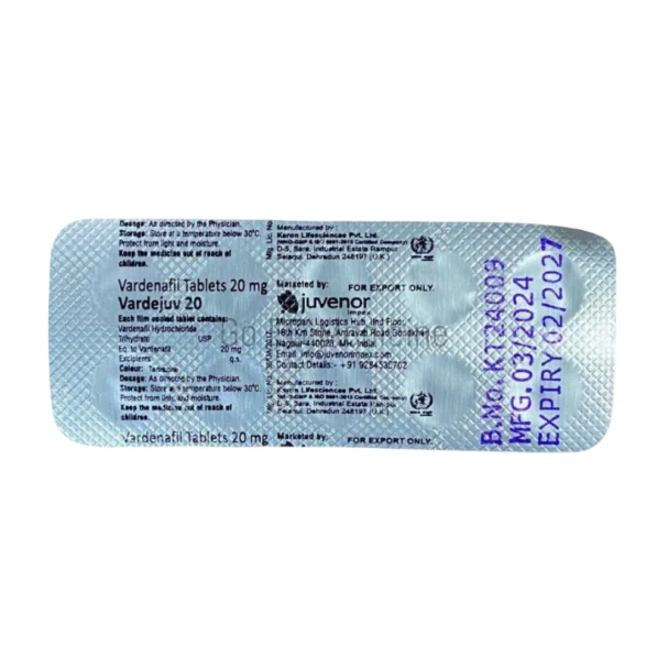 Vardejuv 20mg Vardenafil Tablets 1