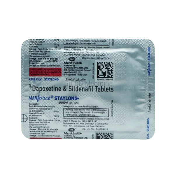 Manforce Staylong 80mg Dapoxetine & Sildenafil Tablets 1